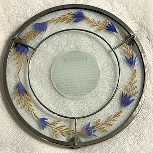 Pier One glass silver metal & dried flower pillar candle holder